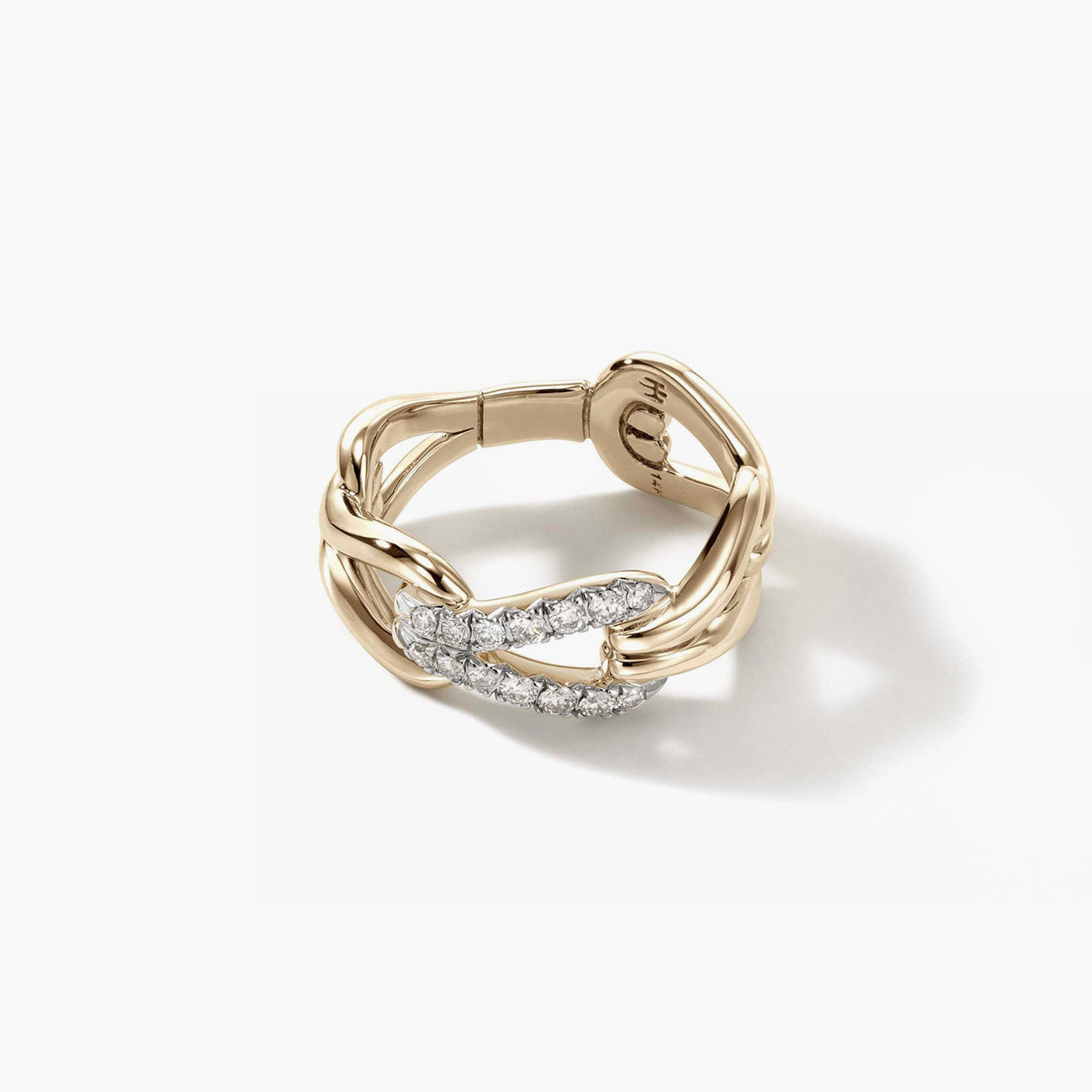 John Hardy Surf Pave 8mm Ring in 14K Yellow Gold