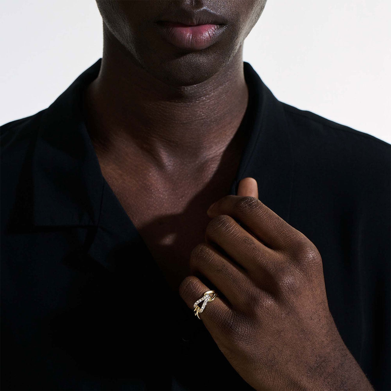 John Hardy Surf Pave 8mm Ring in 14K Yellow Gold