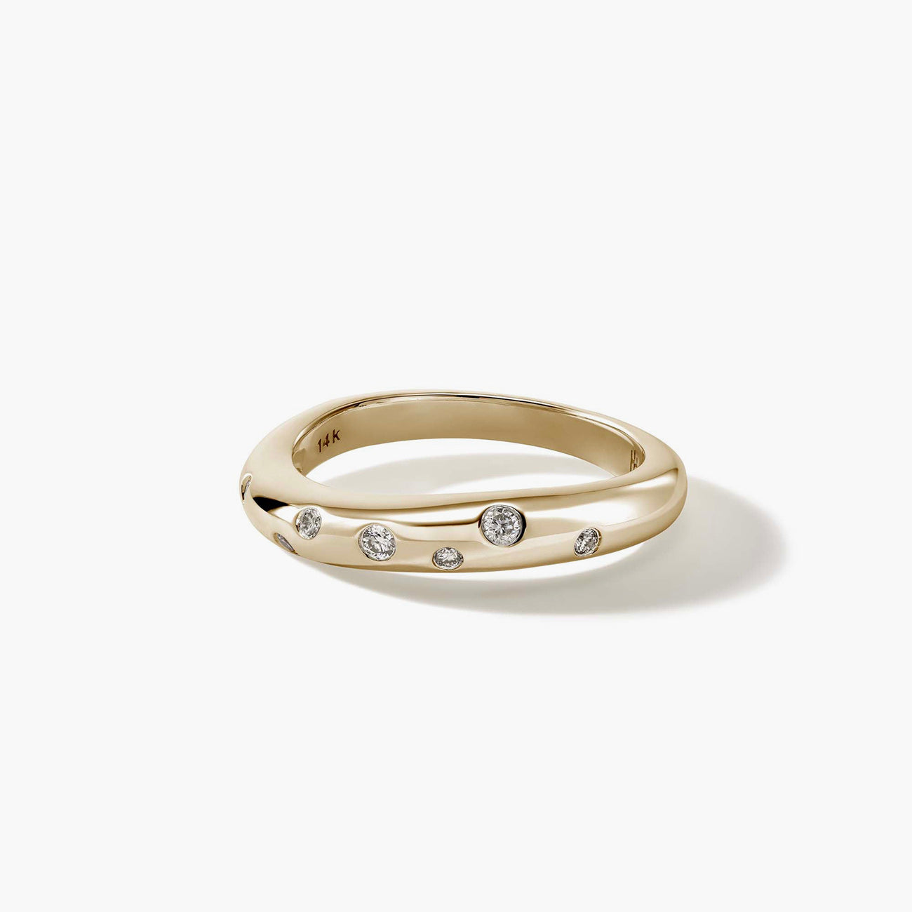 John Hardy Surf Scattered Diamond Slim Ring in 14K Yellow Gold