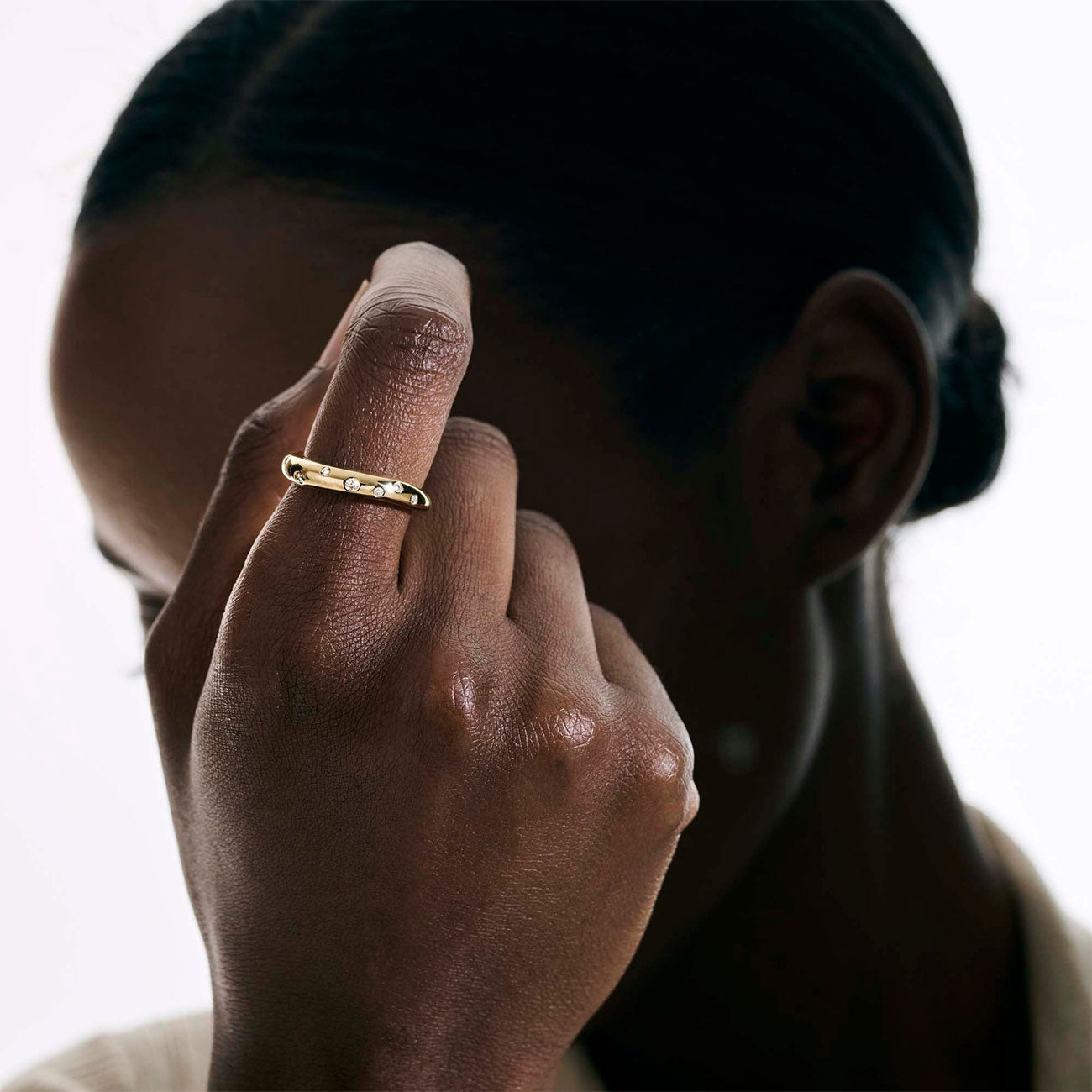 John Hardy Surf Scattered Diamond Slim Ring in 14K Yellow Gold