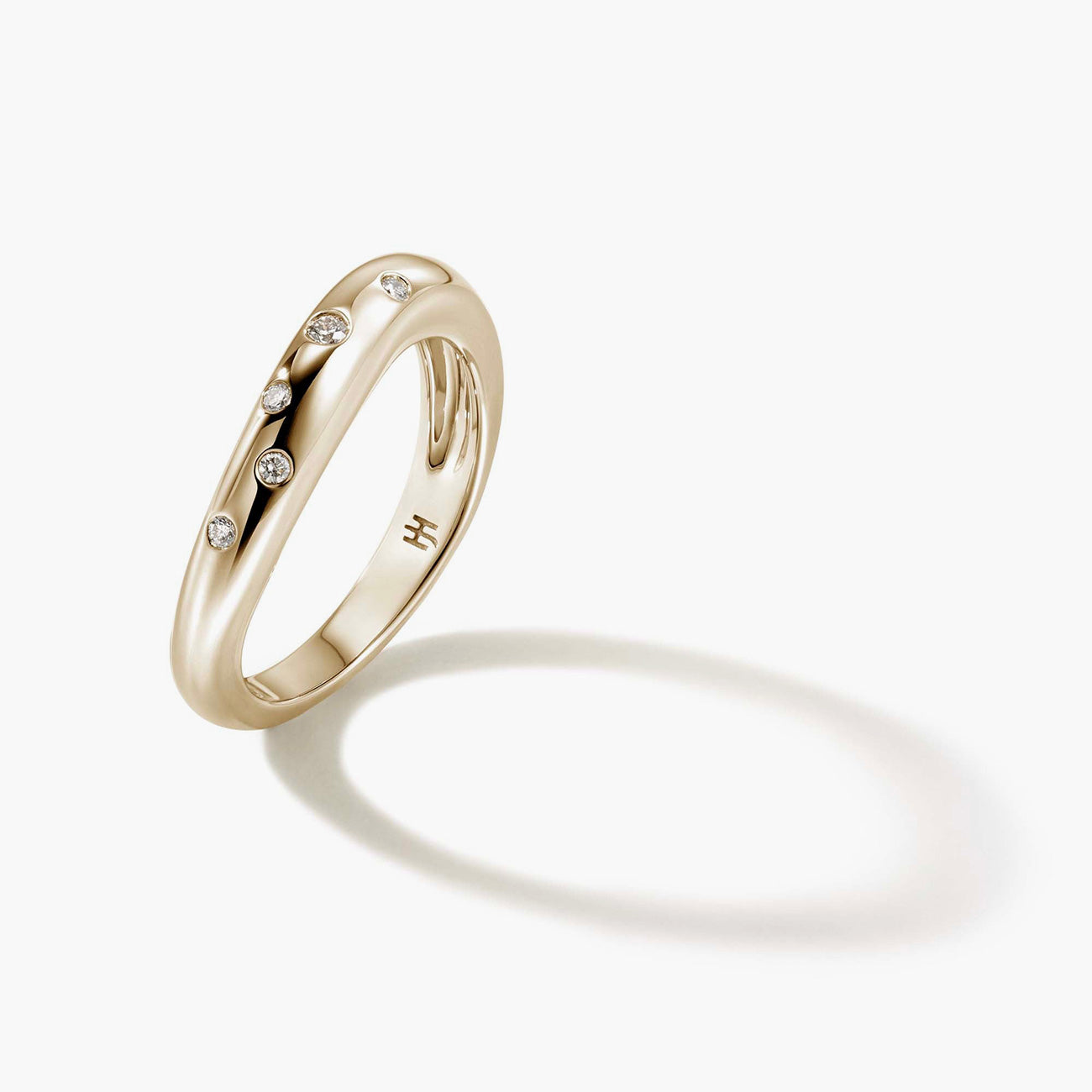 John Hardy Surf Scattered Diamond Slim Ring in 14K Yellow Gold