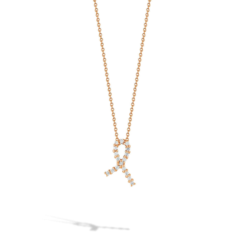 Roberto Coin Tiny Treasures Rose Gold Diamond Hope Pendant Necklace