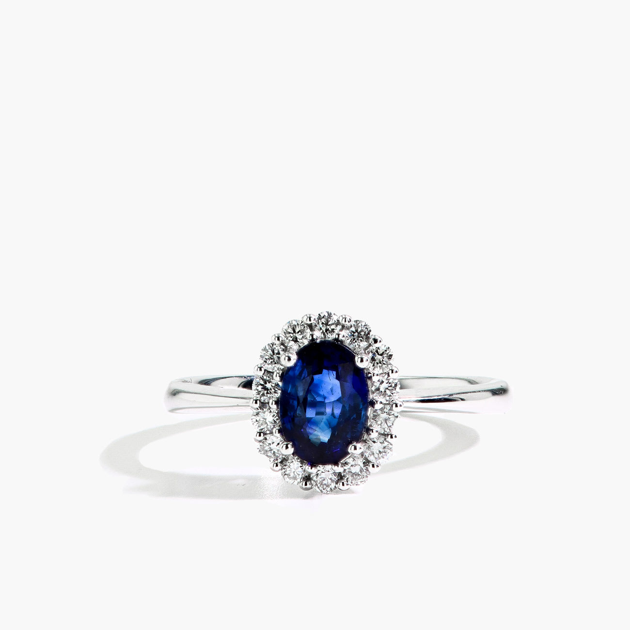 Blue Sapphire Oval Halo Ring
