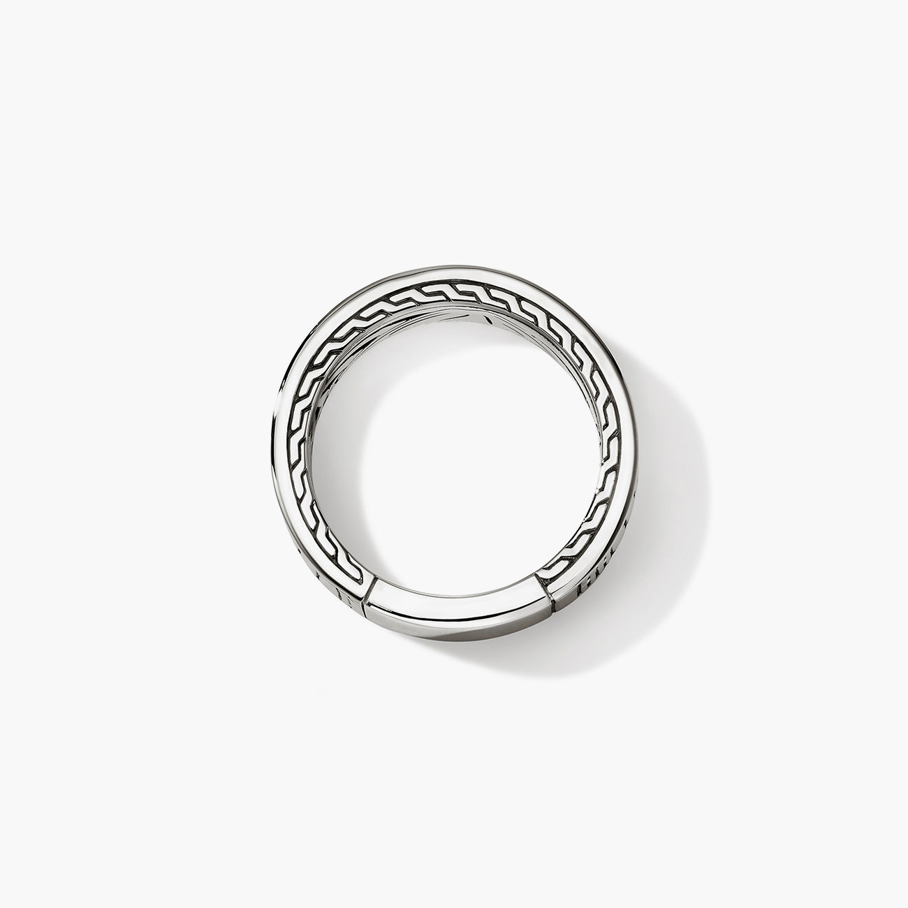 John Hardy Carved Chain Tiger Eye and Silver Band Ring