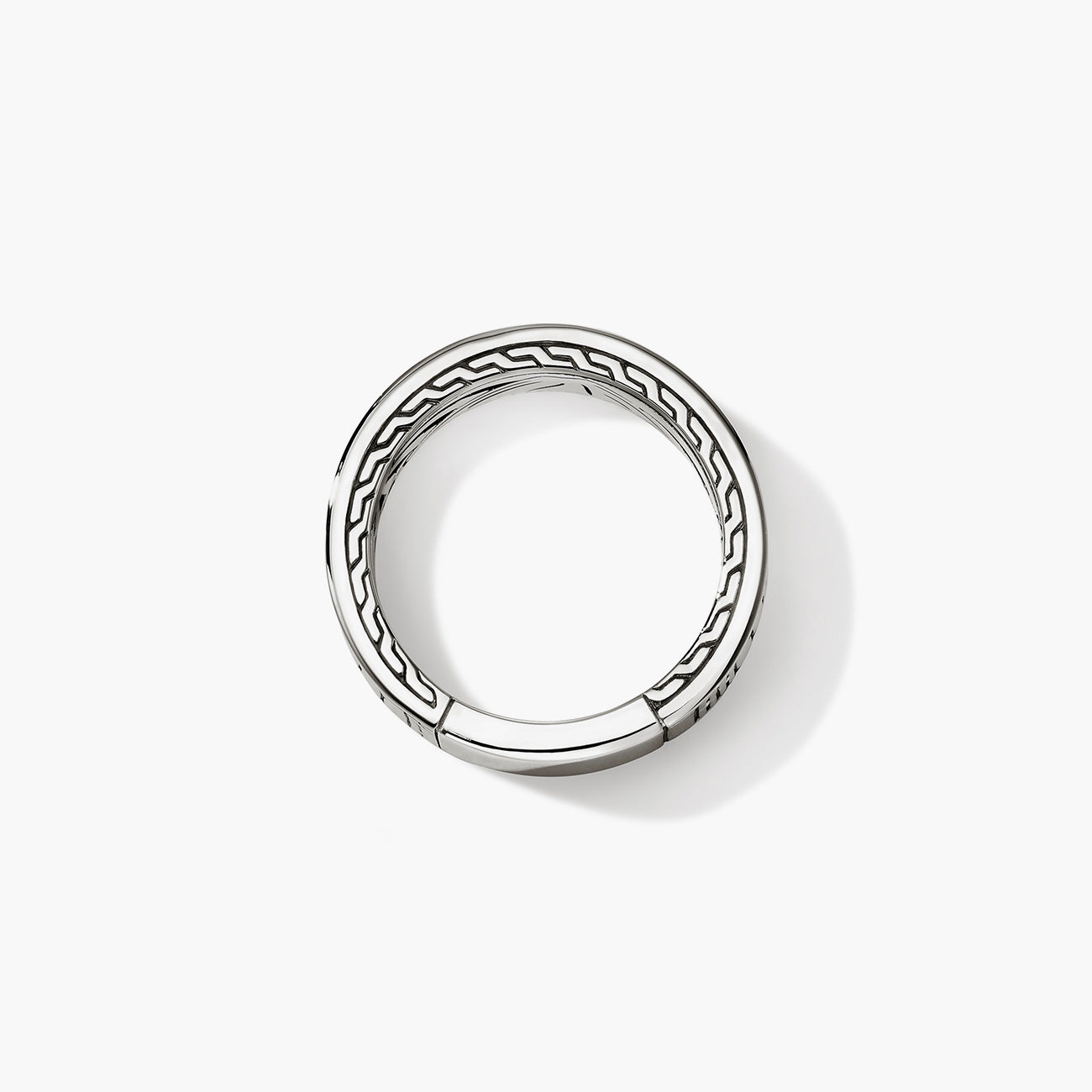 John Hardy Carved Chain Turquoise and Silver Band Ring