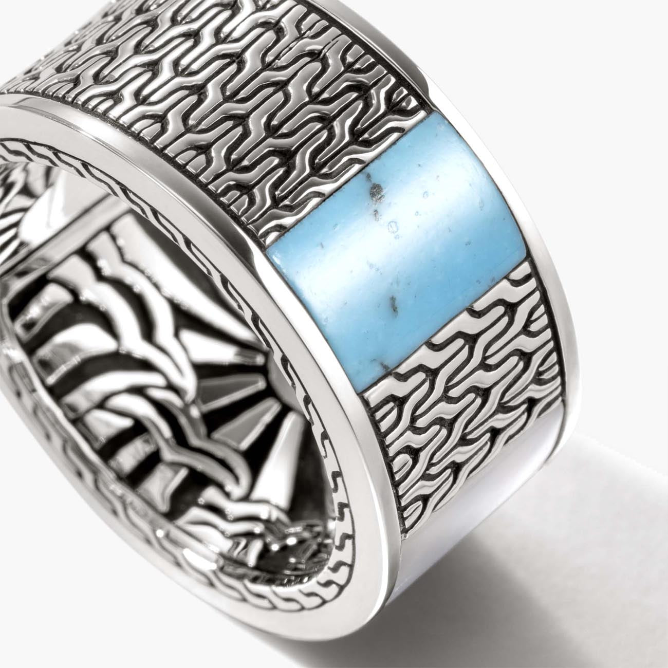 John Hardy Classic Chain Collection 18K Gold and Silver Band Ring