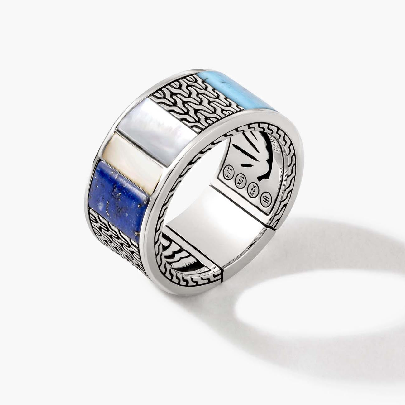 John Hardy Classic Chain Collection 18K Gold and Silver Band Ring