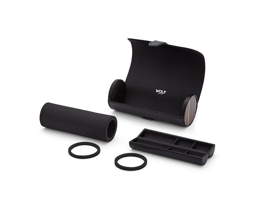 WOLF Roadster Triple Watch Roll - Woodgrain