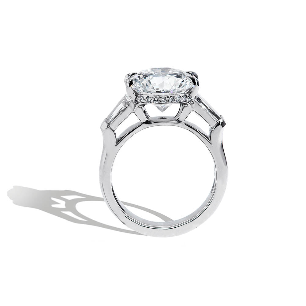 Robert Pelliccia 5 Carat Round Diamond and Baguette Engagement Ring