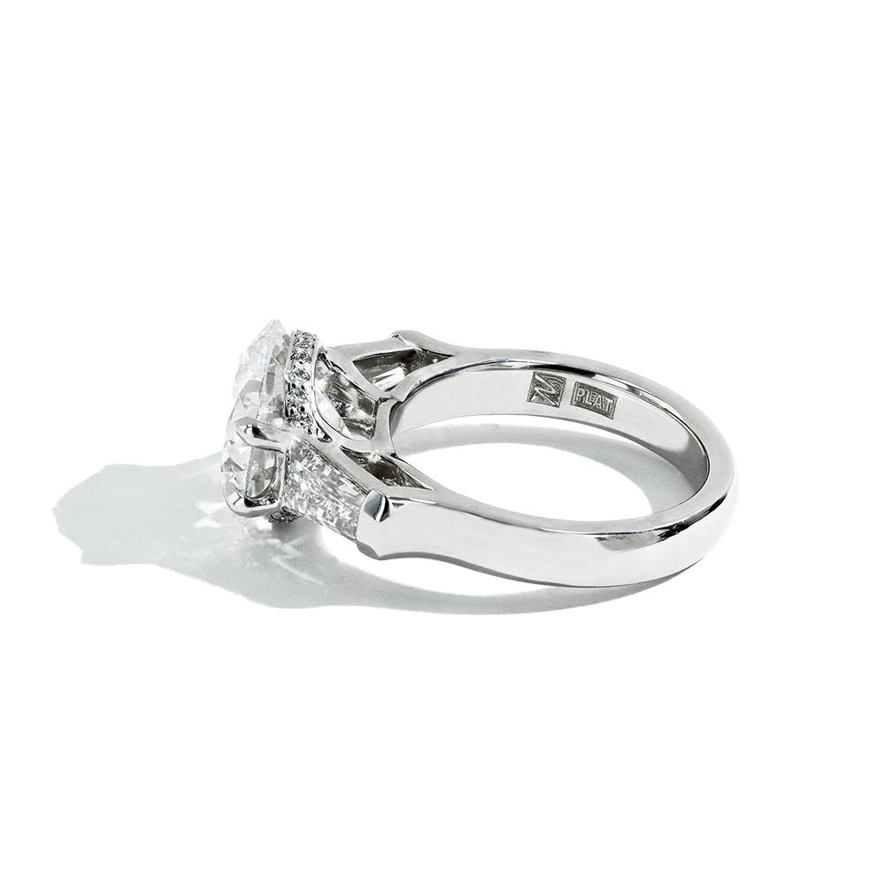Robert Pelliccia 5 Carat Round Diamond and Baguette Engagement Ring