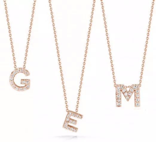 Roberto Coin Tiny Treasures Initial Necklace - Rose Gold
