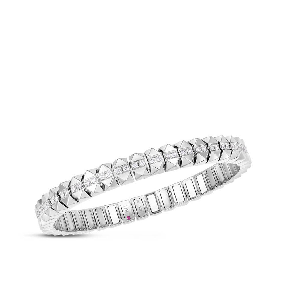 Roberto Coin Obelisco Flex Diamond Bangle in White Gold