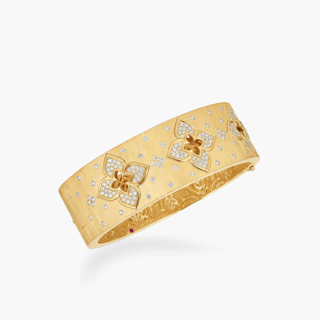 Roberto Coin Venetian Princess Diamond Satin Bangle in 18K Yellow Gold