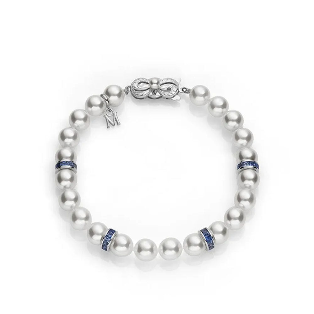 Mikimoto Ocean Akoya Pearl & Sapphire Rondells Bracelet