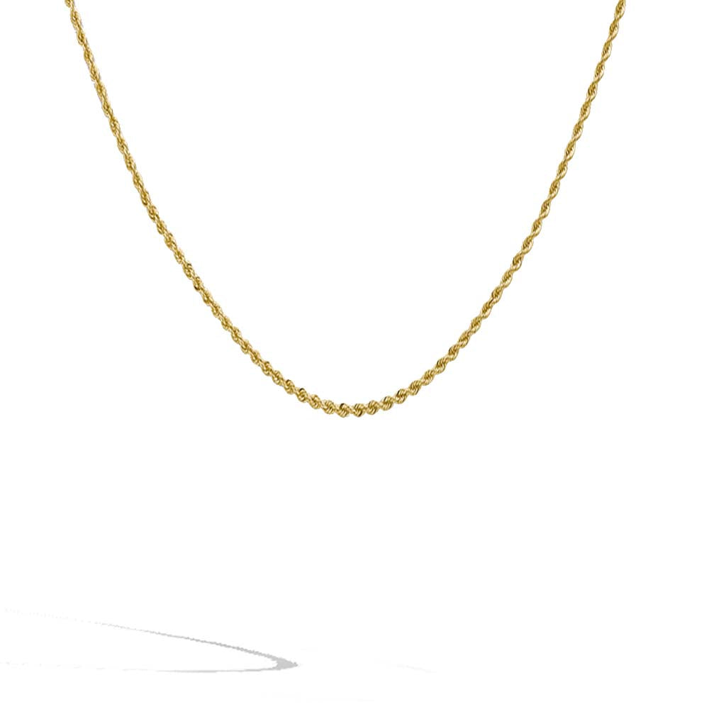 Yellow Gold Women's Thin Rope Chain - 2mm