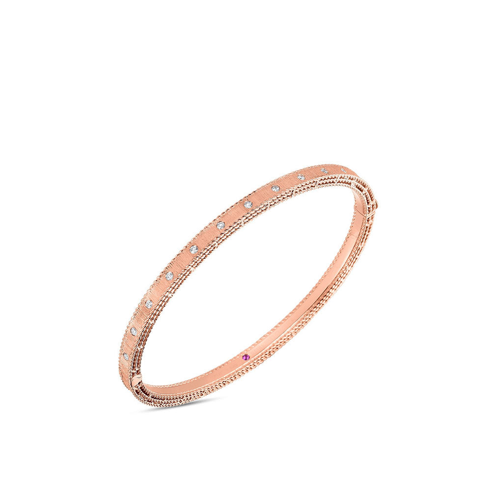 Roberto Coin Princess Rose Gold & Diamond Bangle Bracelet