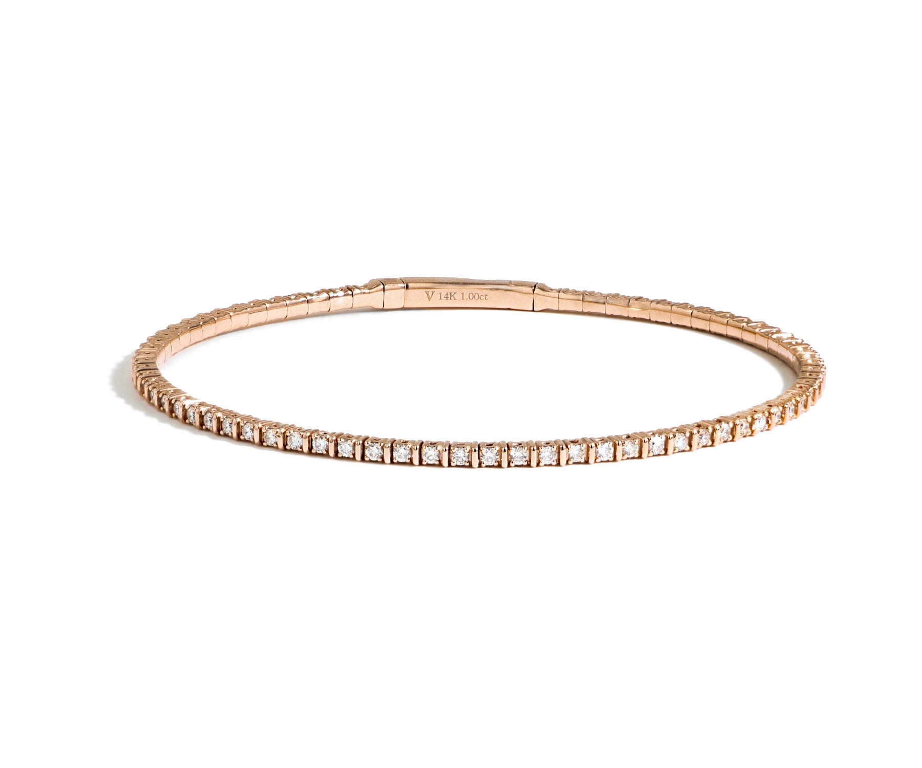Gold and Diamond Flex Cuff Bracelet - 1.00 ctw