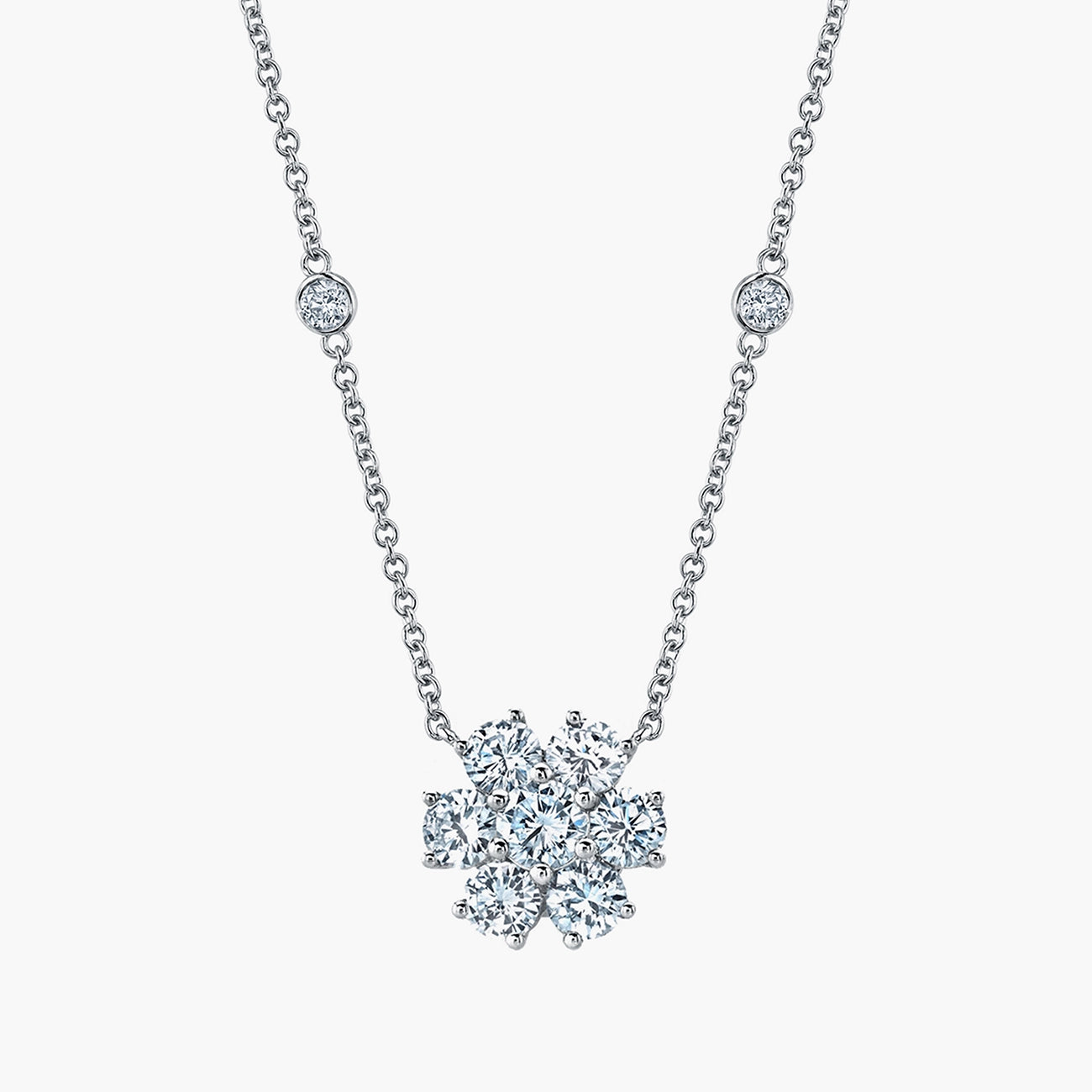Round-Cut Diamond Flower Pendant
