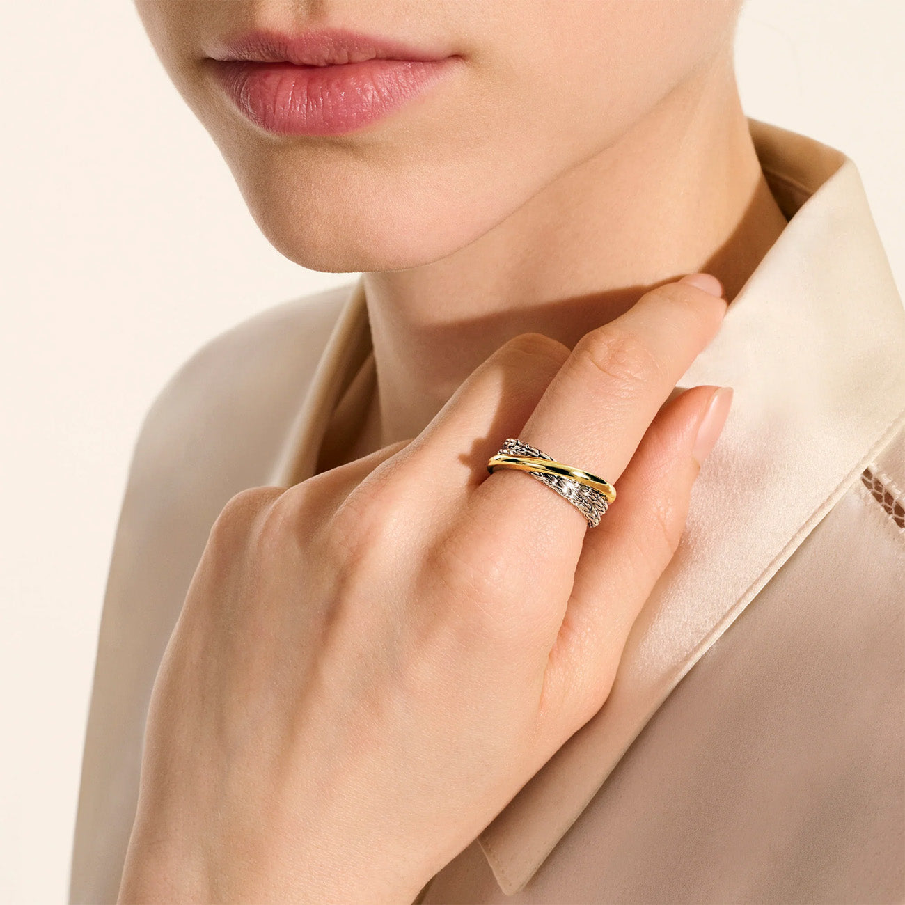 John Hardy Essentials 7mm Two-Tone Crossover Ring