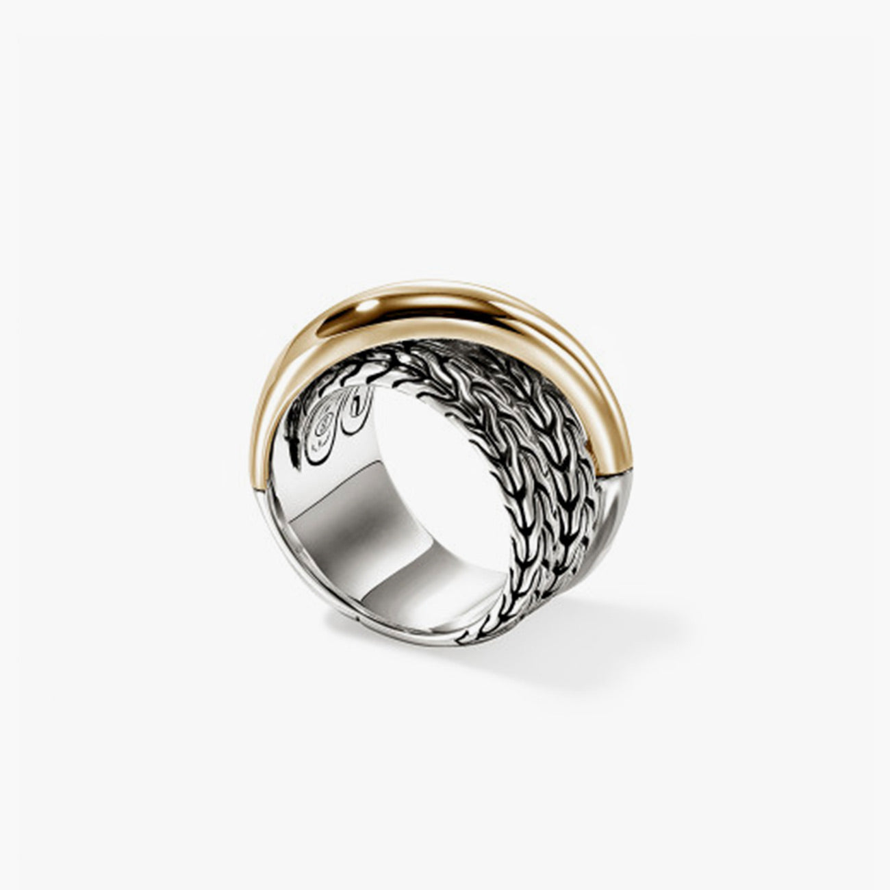 John Hardy Essentials Two-Tone Wide Crossover Ring - 12.5mm