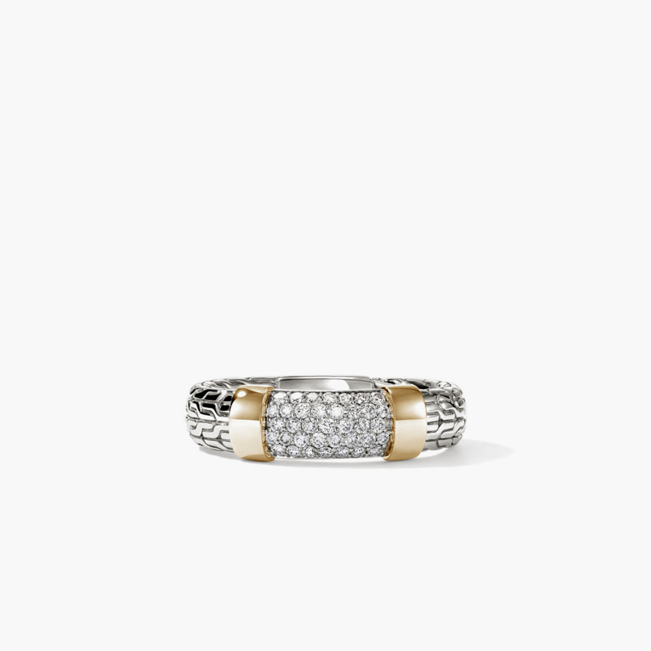 John Hardy Essential Two-Tone Diamond Pavé 5mm Ring