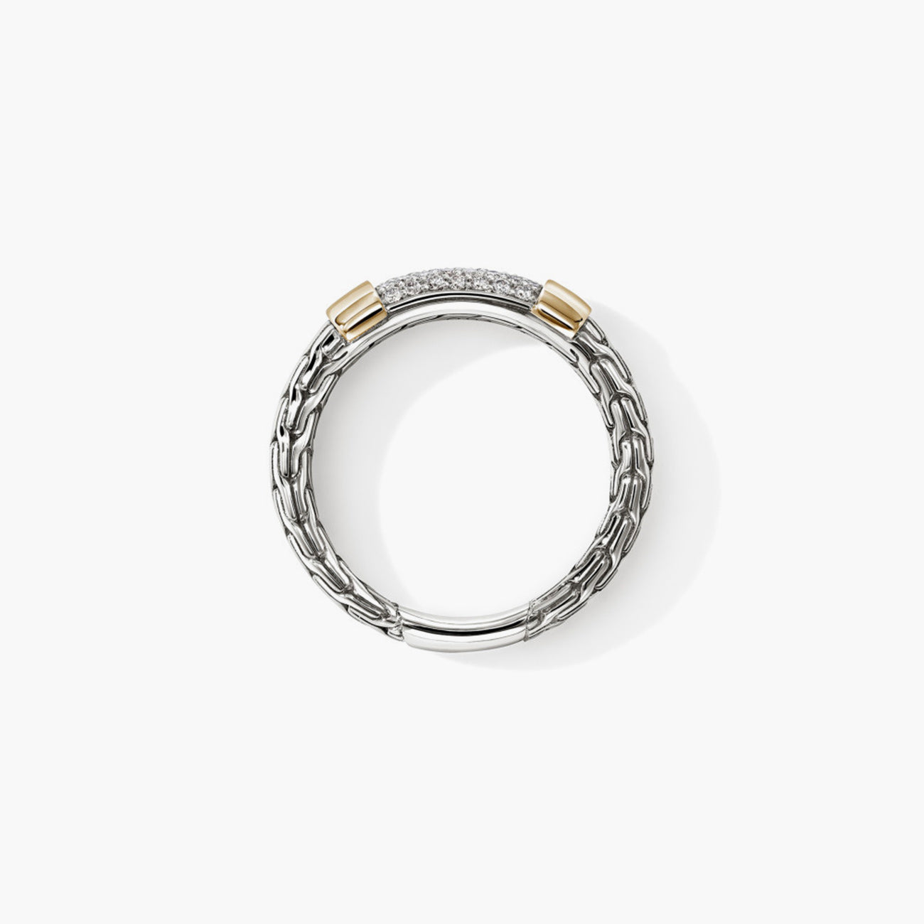 John Hardy Essential Two-Tone Diamond Pavé 5mm Ring