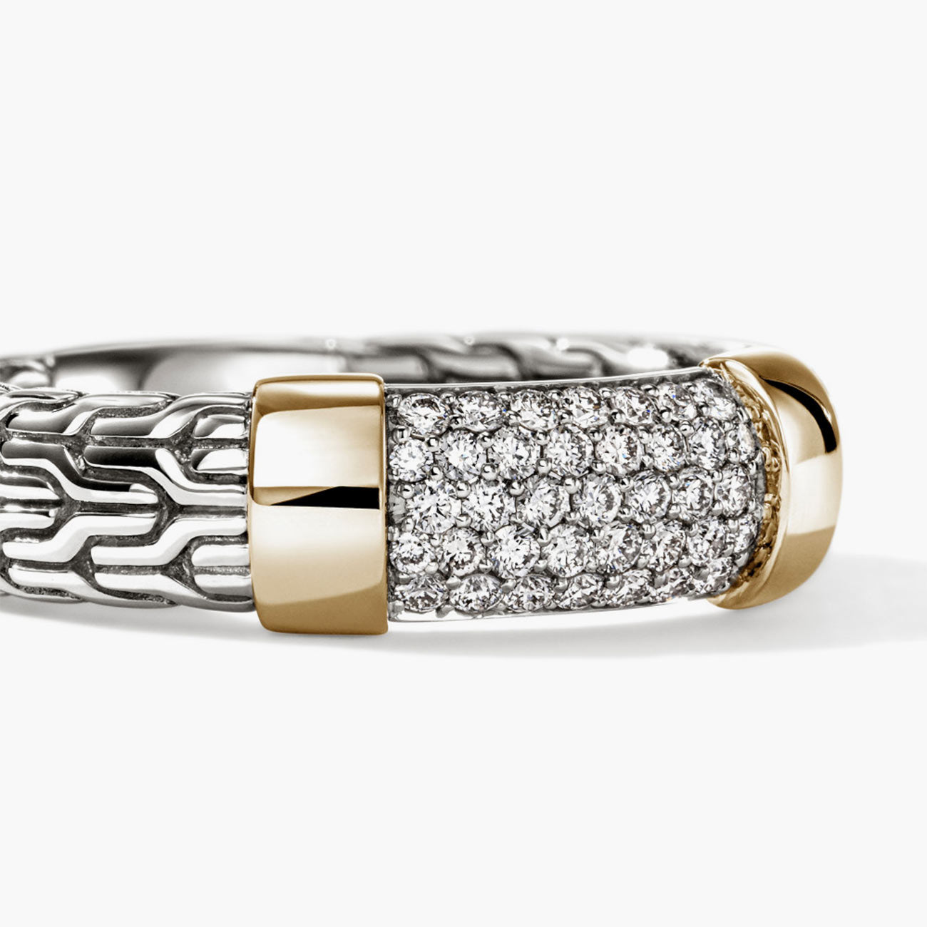 John Hardy Essential Two-Tone Diamond Pavé 5mm Ring