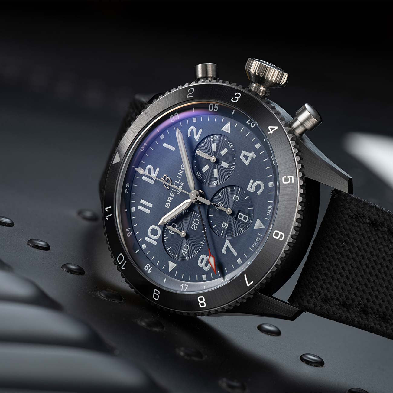 Breitling Super AVI B04 GMT Chronograph Corsair with Black Strap - 46mm