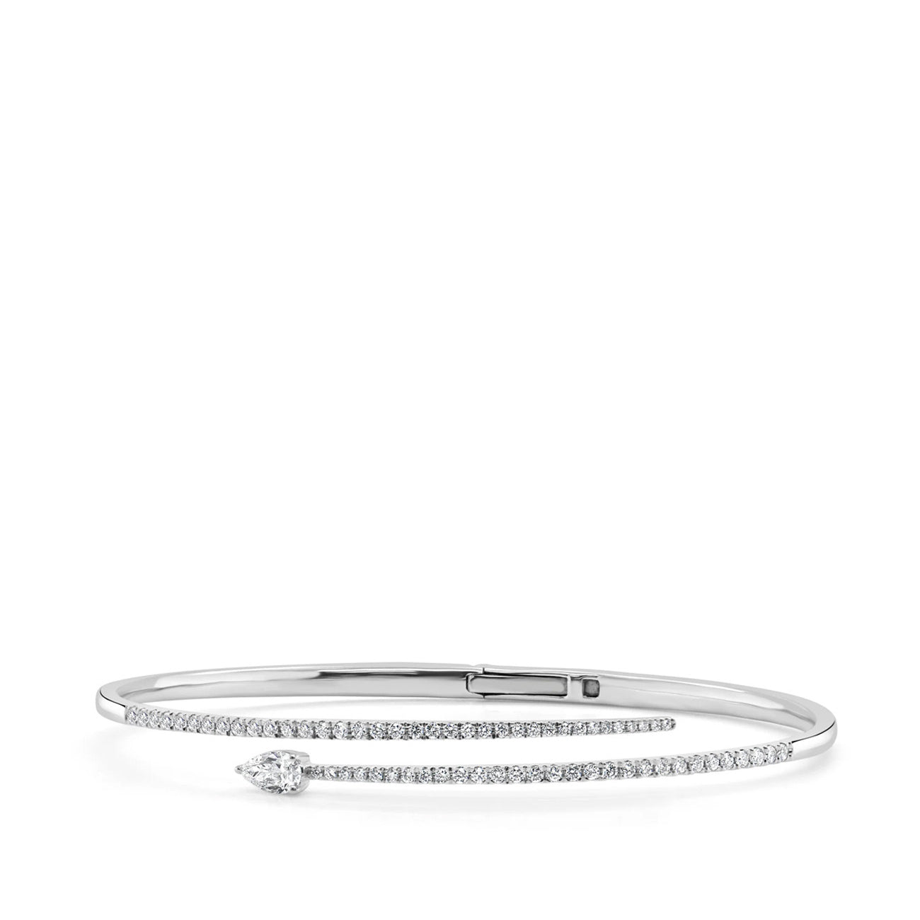 Pear and Round Diamond Bypass Bangle Bracelet