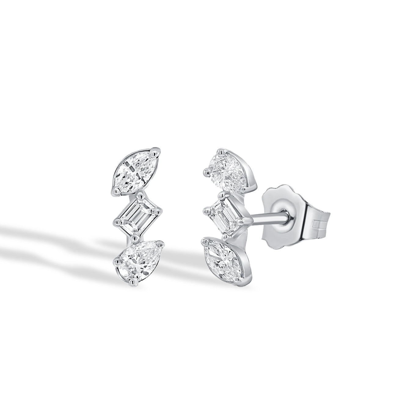 6-Stone Fancy Shape Diamond Stud Earrings