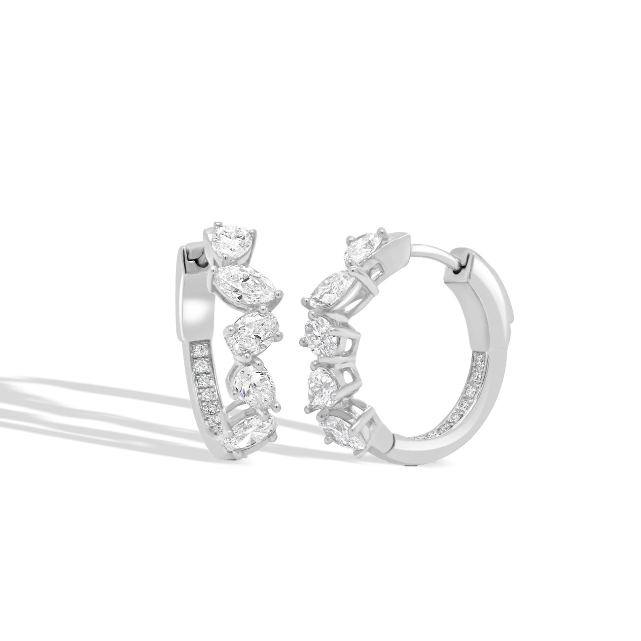 Fancy Shape Diamond In and Out Hoop Earrings