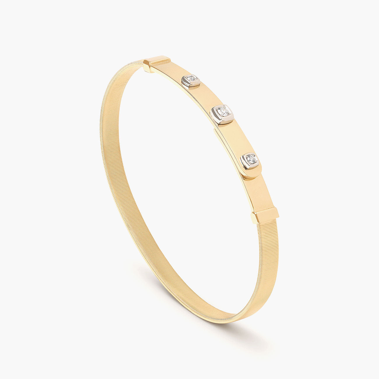 Marco Bicego Masai 18K Yellow Gold Coil and Diamond Thin Bangle Bracelet