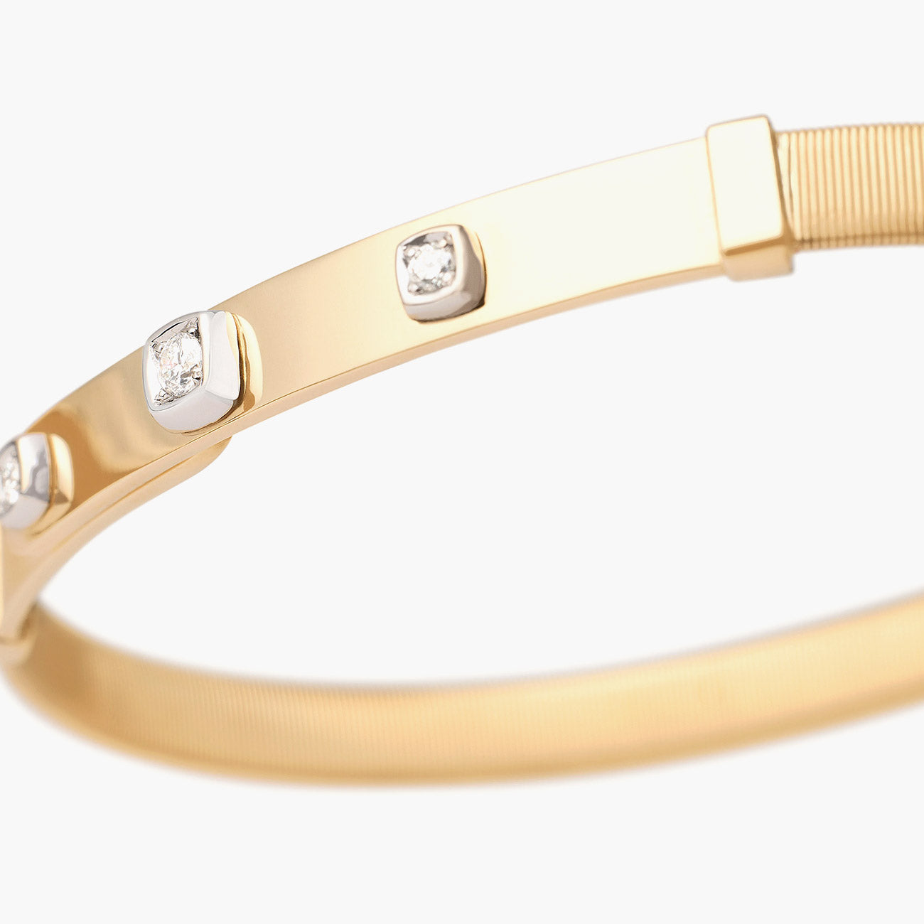 Marco Bicego Masai 18K Yellow Gold Coil and Diamond Thin Bangle Bracelet