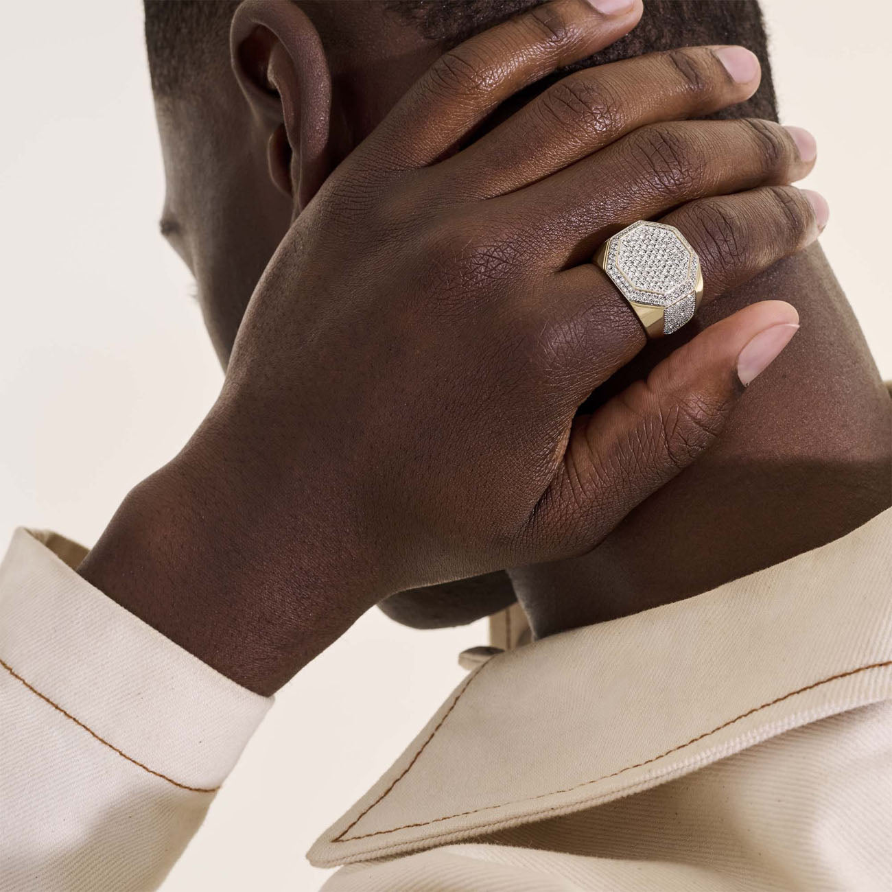 John Hardy Men's Diamond Pave Signet Ring in 14K Gold