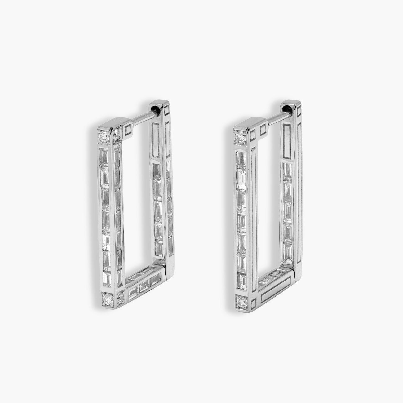 Private Label Diamond Baguette Sirus Chain Drop Earrings
