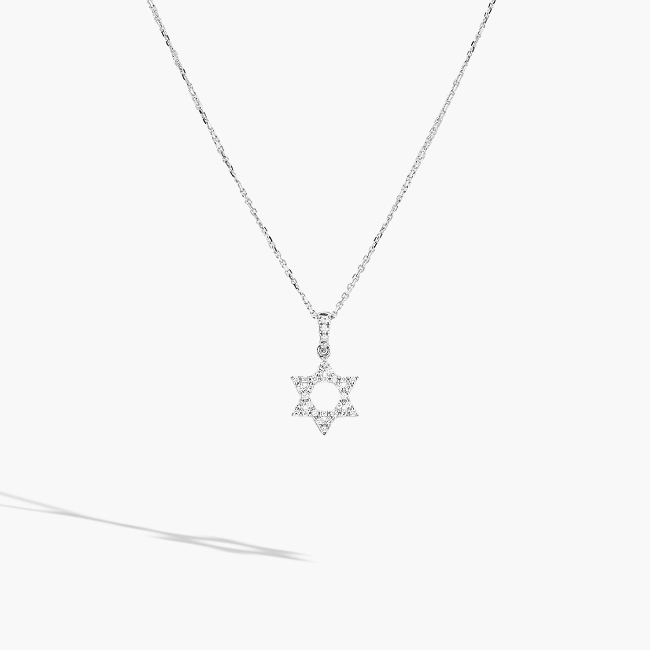 White Gold Diamond Star of David Necklace - 0.18ctw