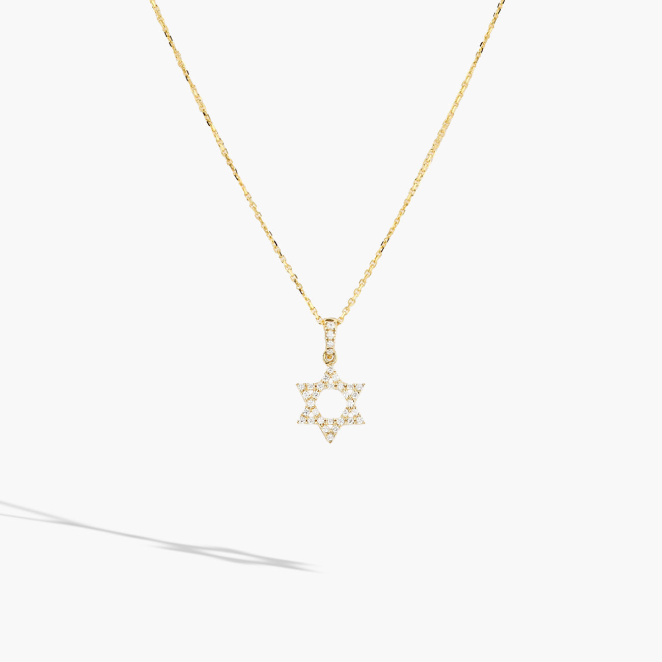 Yellow Gold Diamond Star of David Necklace - 0.18ctw