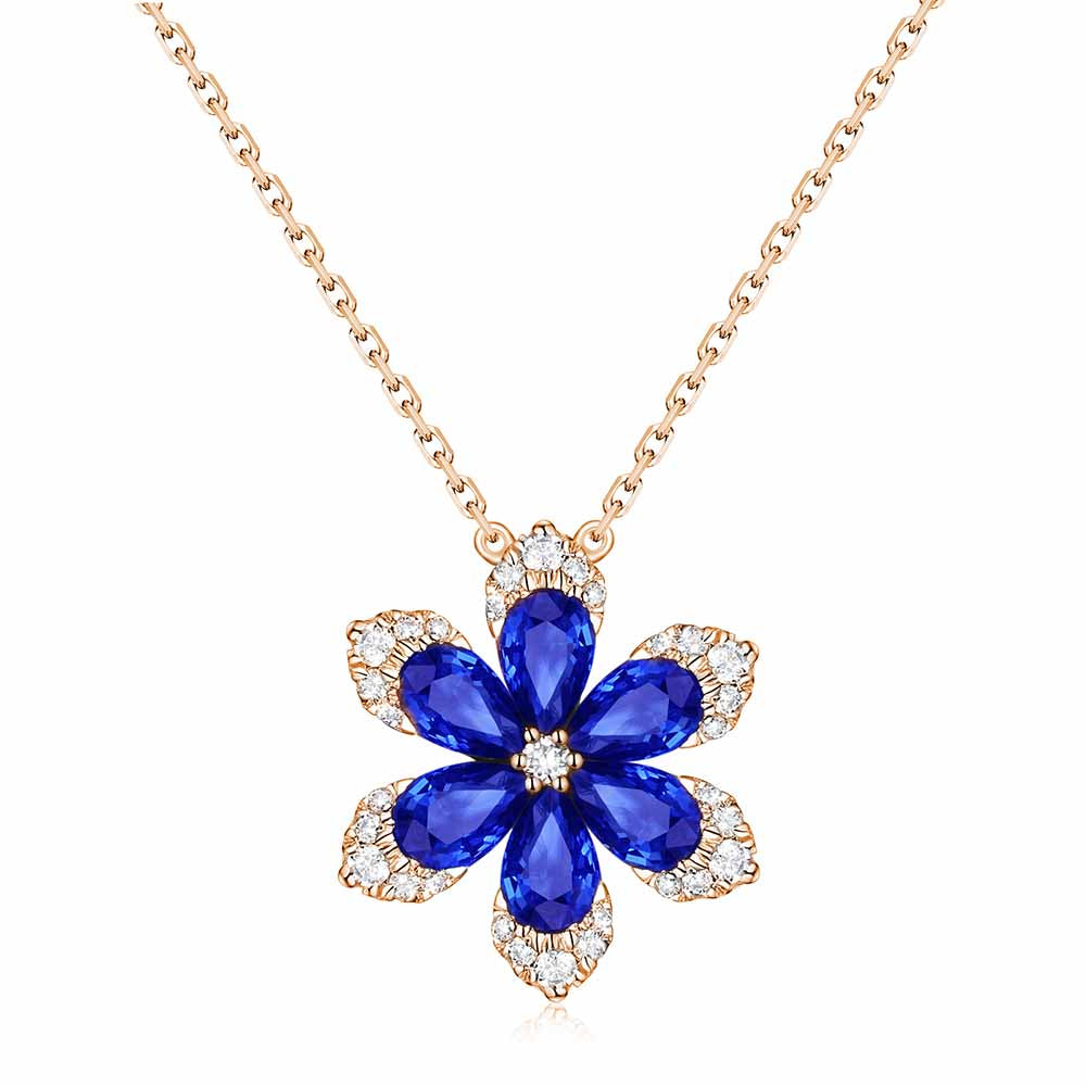 Diamond and Sapphire Flower Necklace