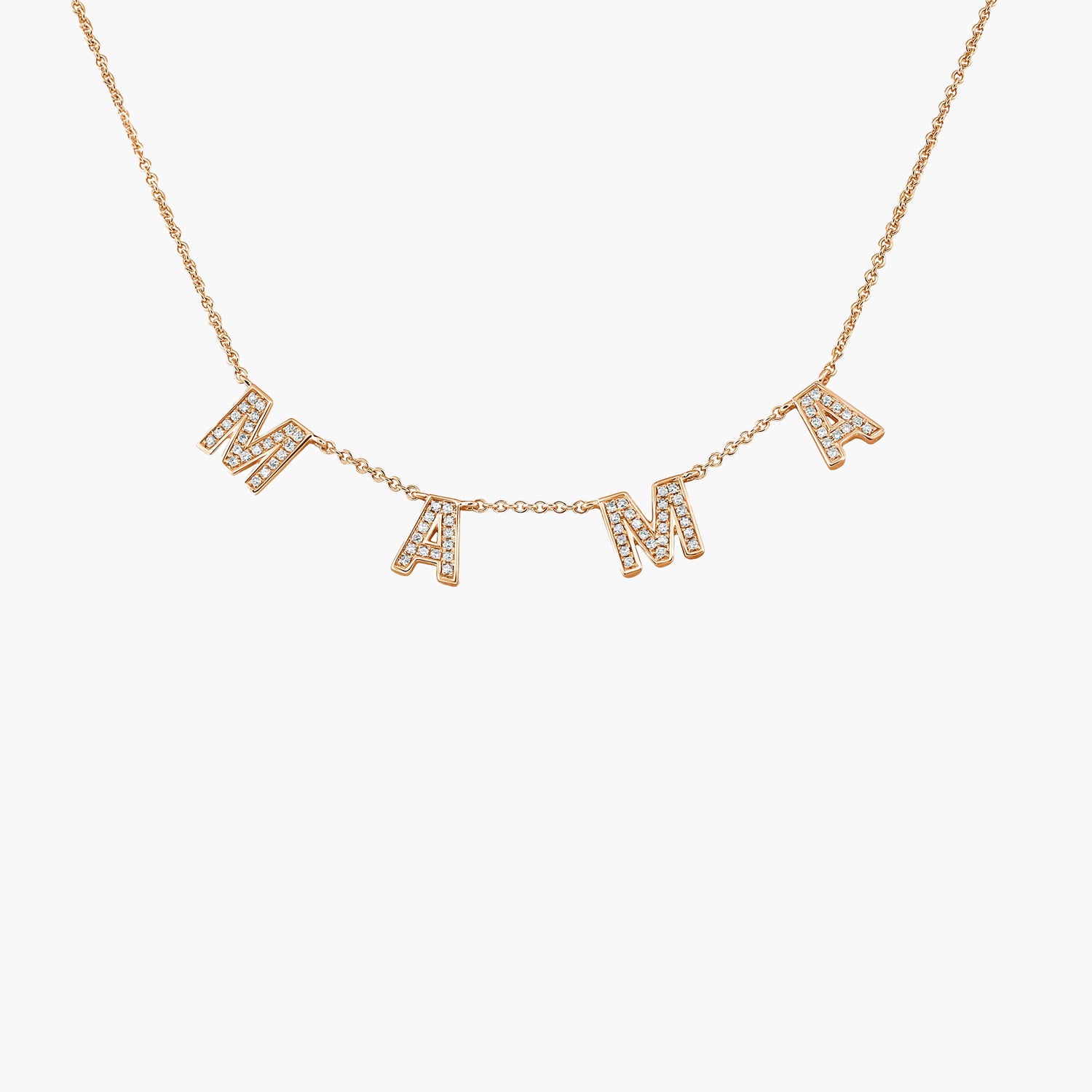 Private Label Diamond MAMA Initial Necklace