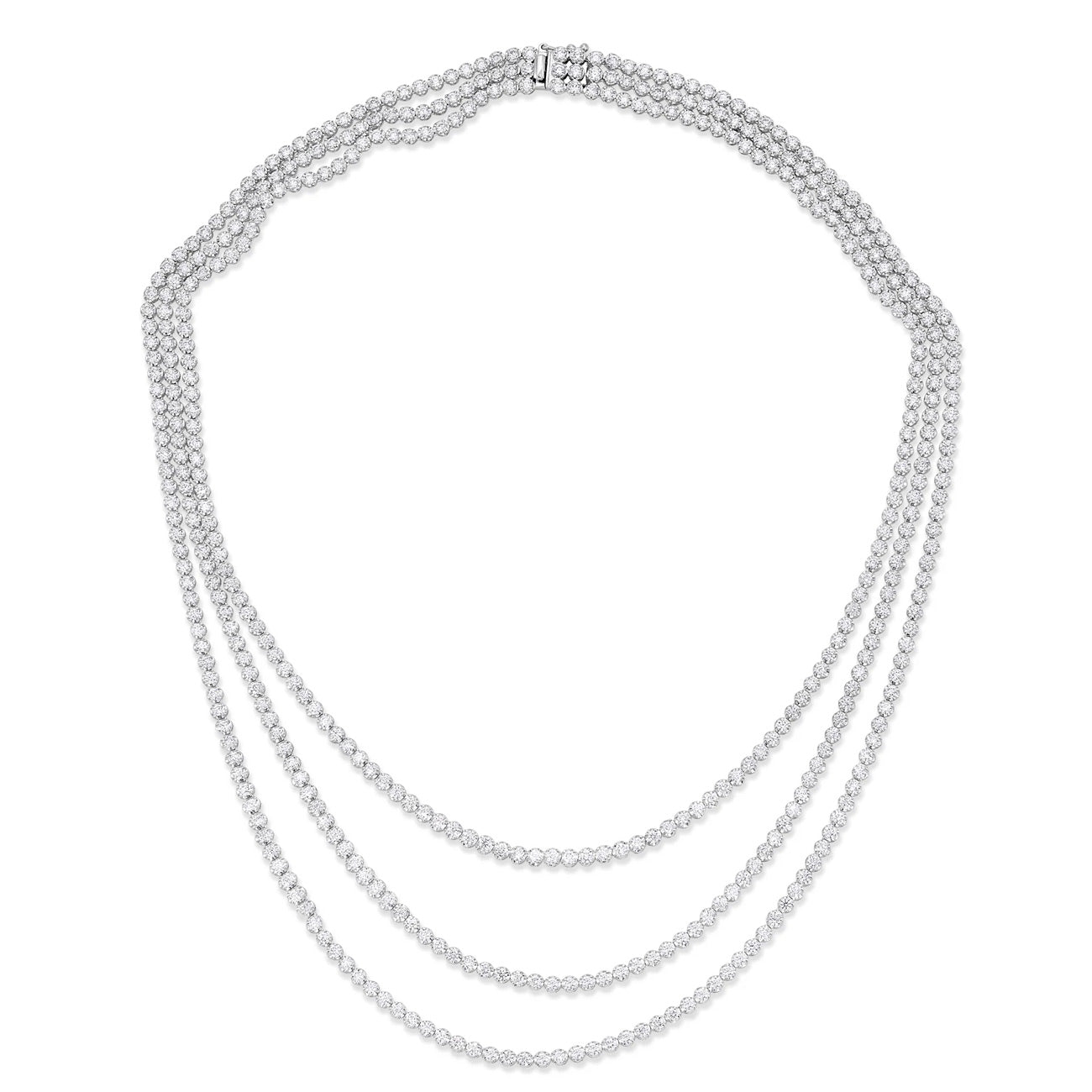 15.50 Carat 3 Stand Diamond Tennis Necklace