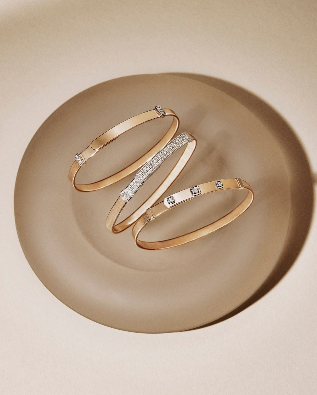 Marco Bicego Masai 18K Yellow Gold Coil and Diamond Thin Bangle Bracelet