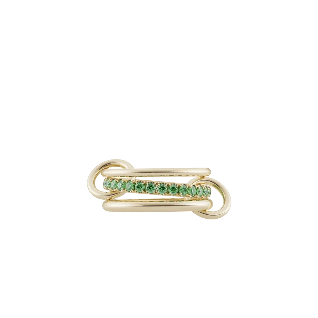 Spinelli Kilcollin Petunia Ring in Yellow Gold with Emerald, Detail View.