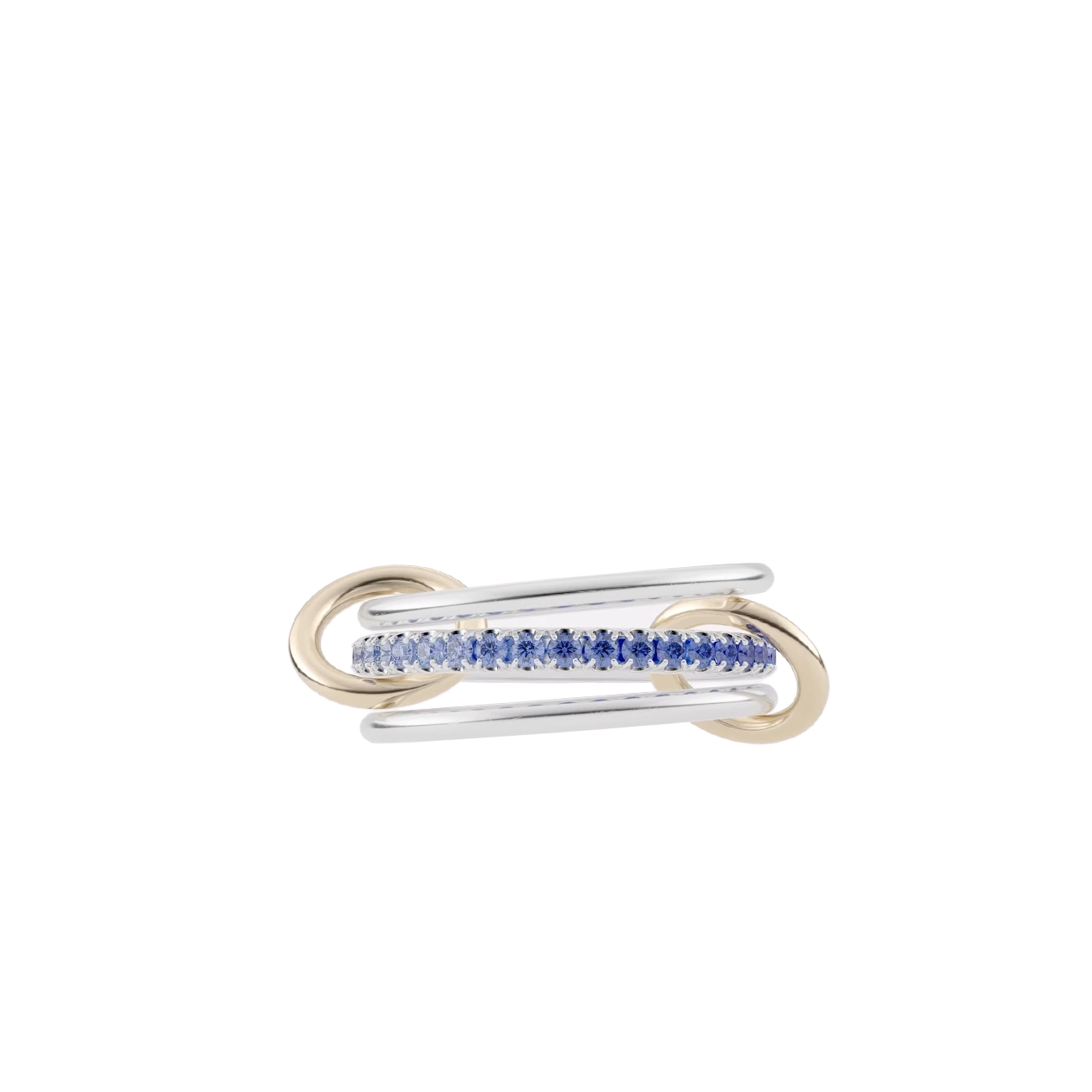 Spinelli Kilcollin Tigris Ring in Two-Tone with Blue Ombre Sapphire, Detail View.