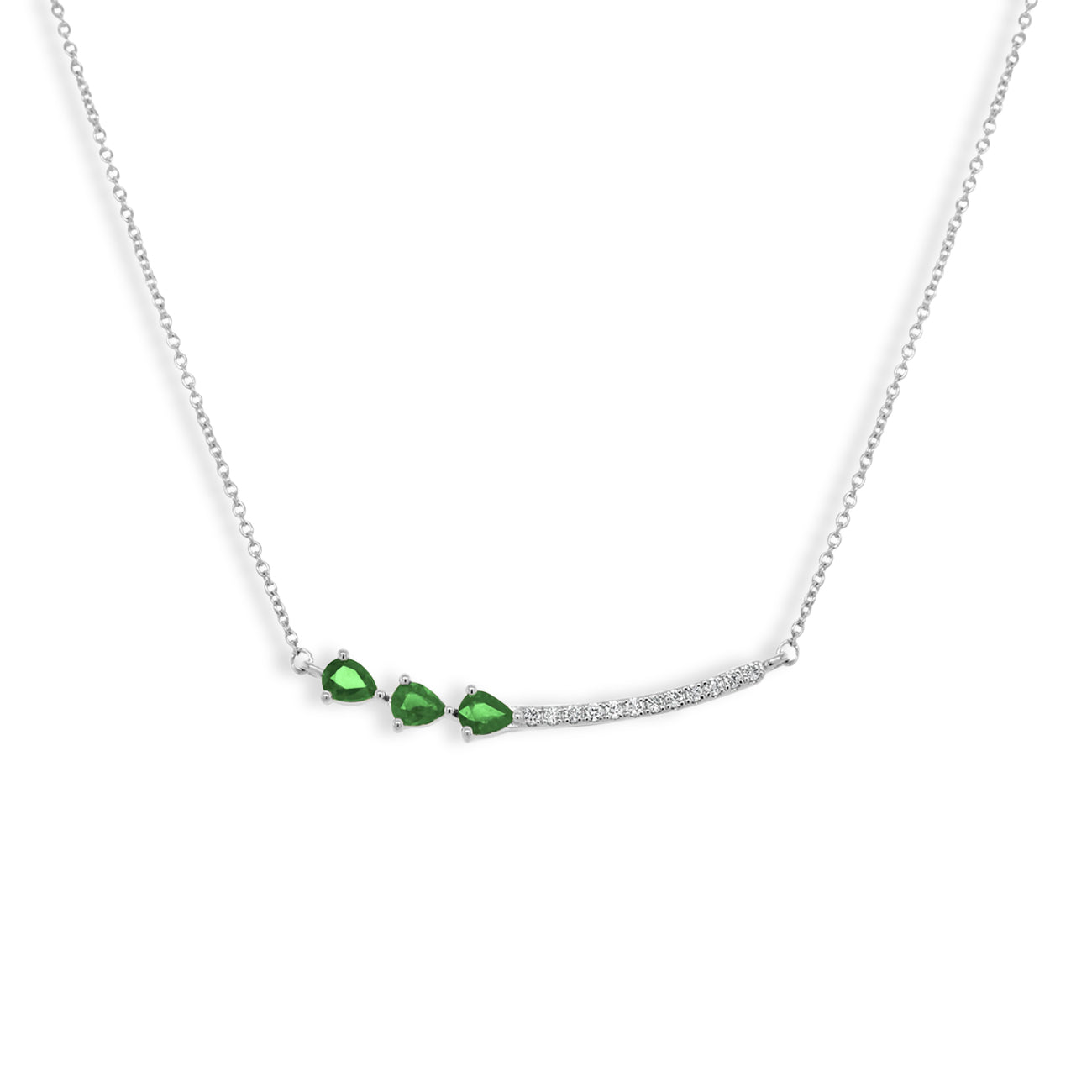 Emerald and Diamond Bar Necklace