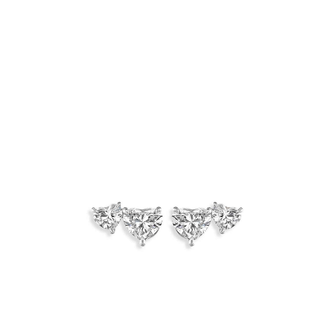 1.42 Carat Double Heart Diamond Stud Earrings