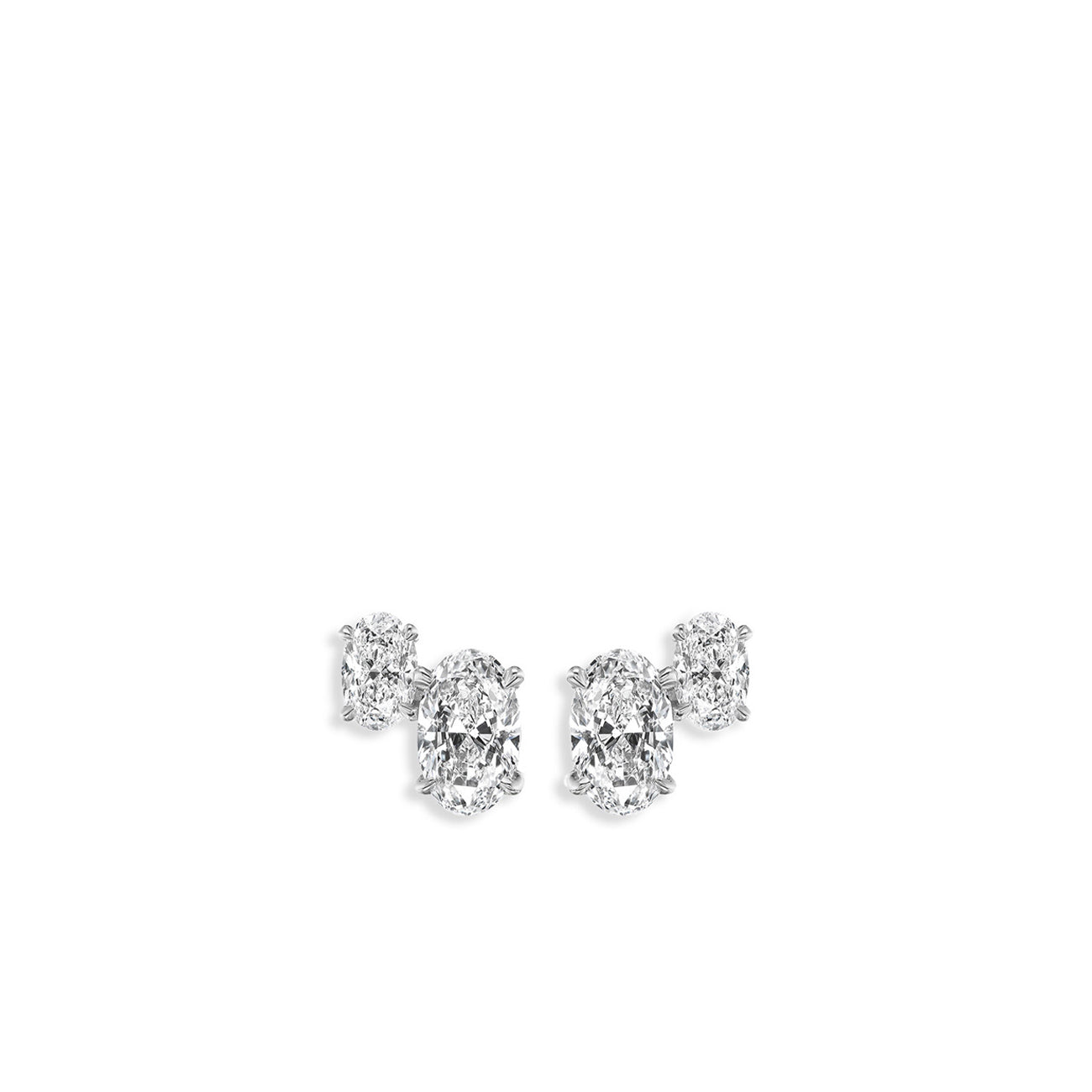 1.40 Carat Oval Double Diamond Stud Earrings