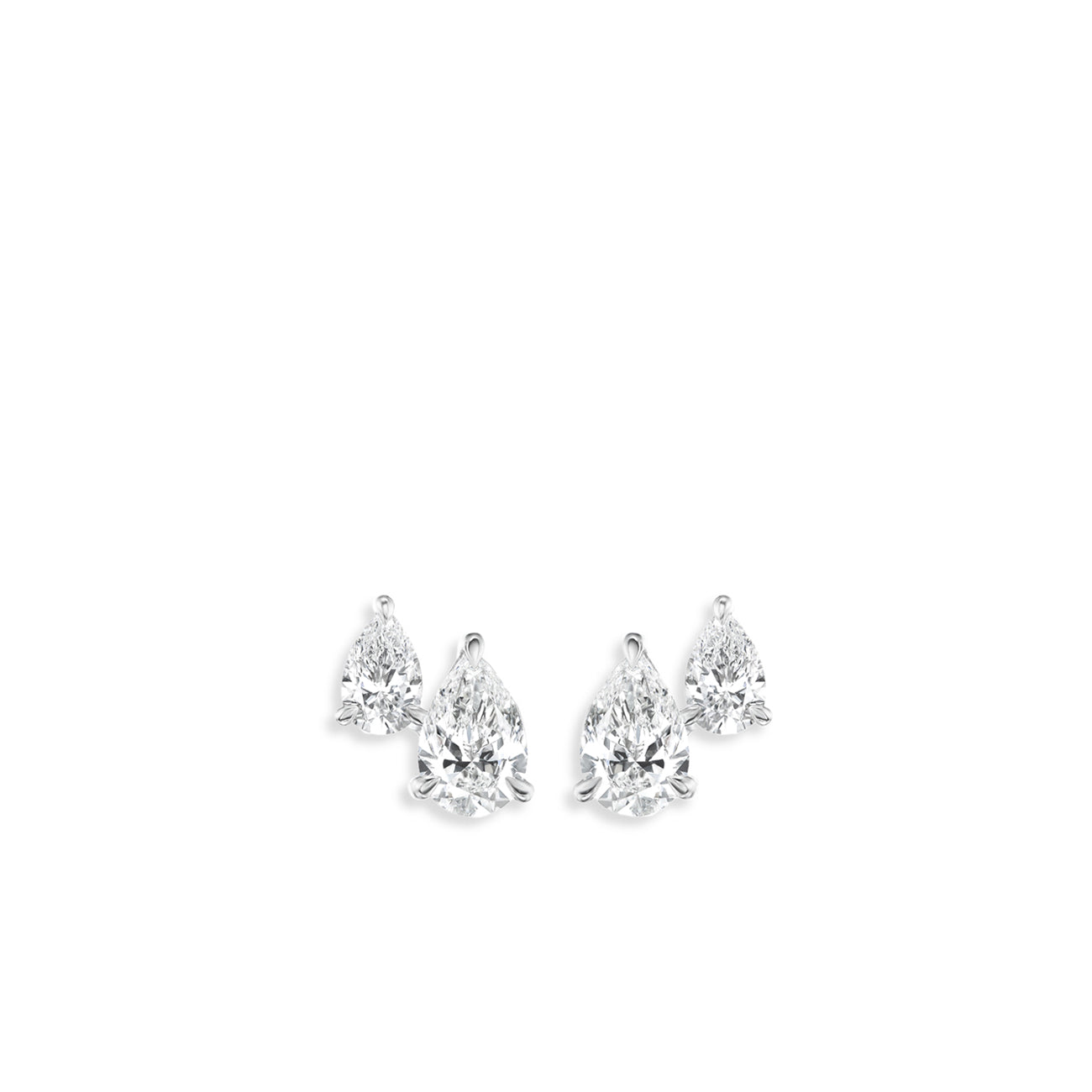 1.43 Carat Pear Double Diamond Stud Earrings
