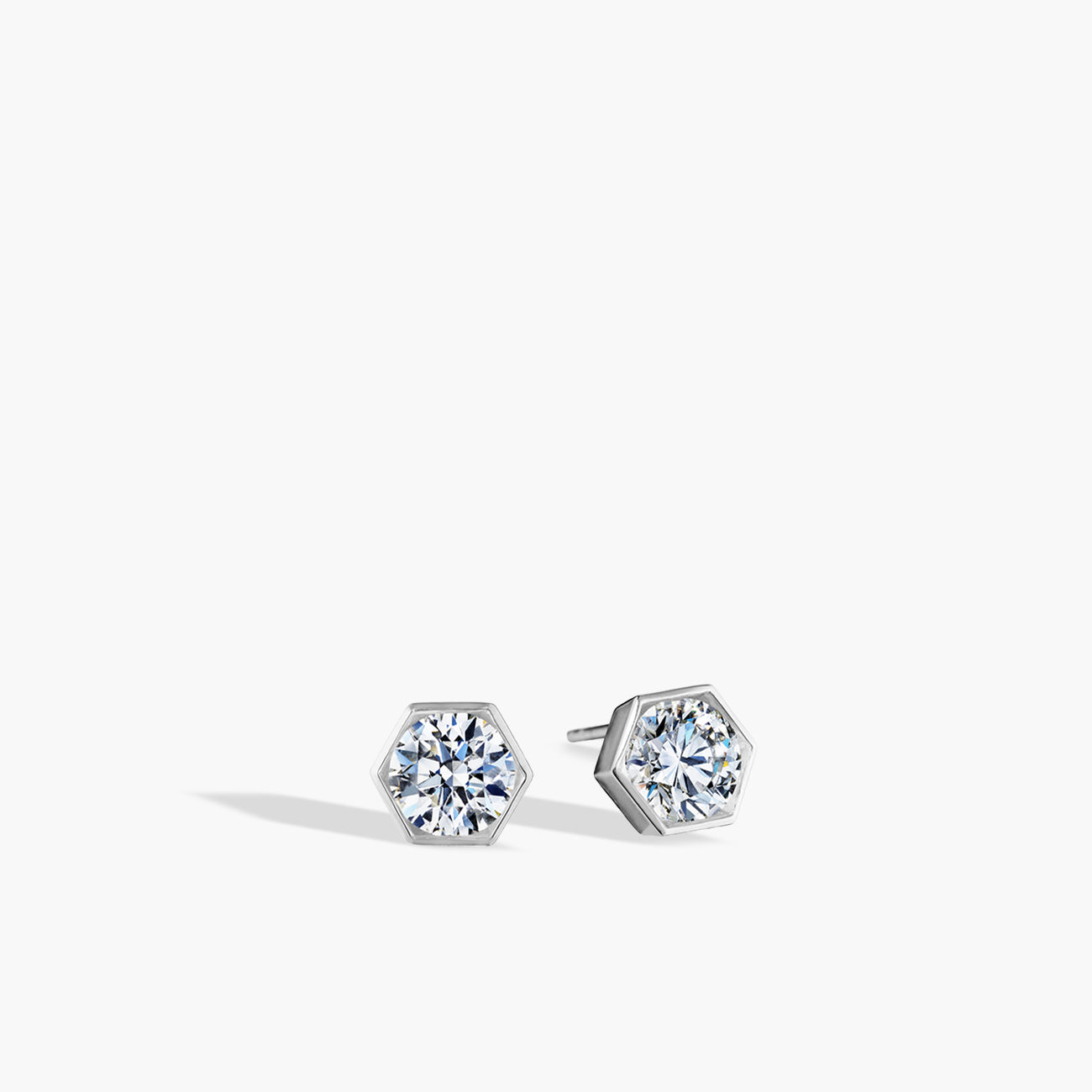 .60 Carat Hexagon Bezel Diamond Studs