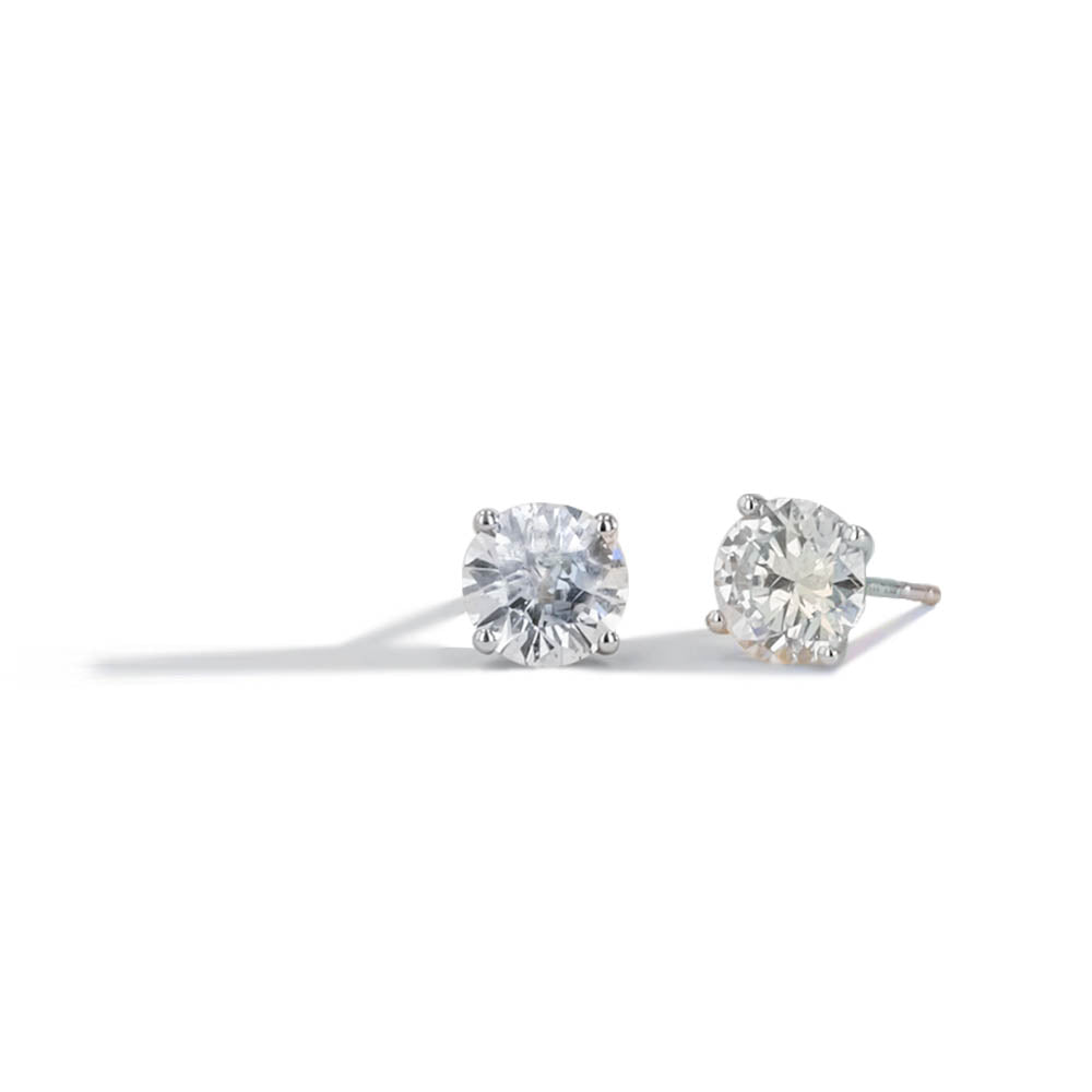 Diamond studs set in 14k White Gold - 3.00 carat total weight