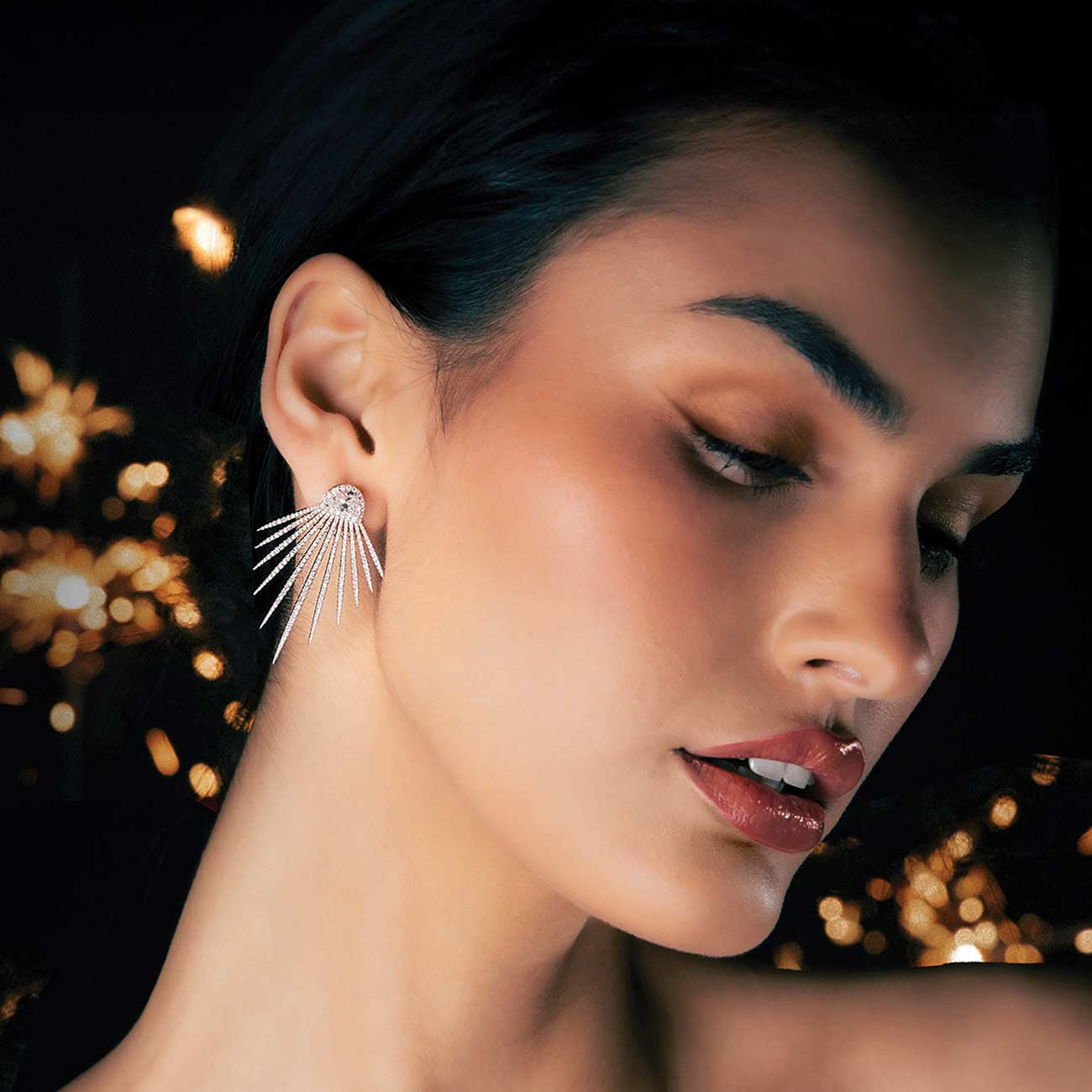 Rahaminov Diamond Sunset Earrings in 18k White Gold